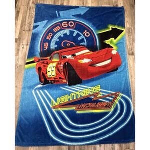 Lightning McQueen Disney Pixar Plush Blanket 78x56 Blue Fluffy Cars Boy Pop Art